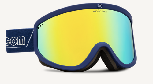 Volcom Footprints Snow Goggle in Dark Blue and White Frames with a Gold Chrome Lens and a Yellow Tint Bonus Lens 2023