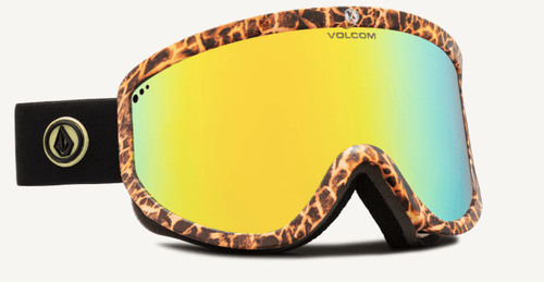 Volcom Footprints Snow Goggle in Giraffe and Black Frames with a Gold Chrome Lens and a Yellow Tint Bonus Lens 2023 - M I L O S P O R T