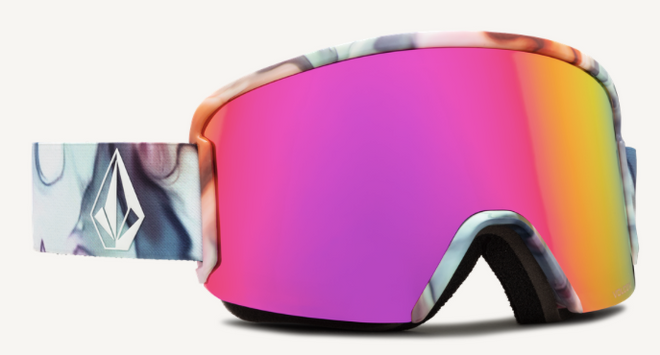 Volcom Garden Snow Goggle in Nebula Frames with a Pink Chrome Lens and a Yellow Tint Bonus Lens 2023 - M I L O S P O R T