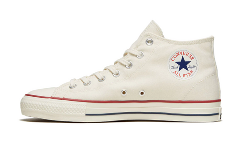 Converse CTAS Mid Skate Shoe in White Egret, Red and Clematis Blue - M I L O S P O R T