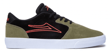 Lakai Cardiff Skate Shoe in Olive and Black Suede