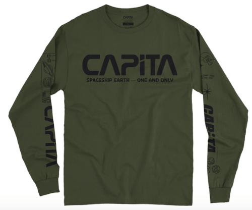 Capita Spaceship Long Sleeve T Shirt in Olive Green 2023