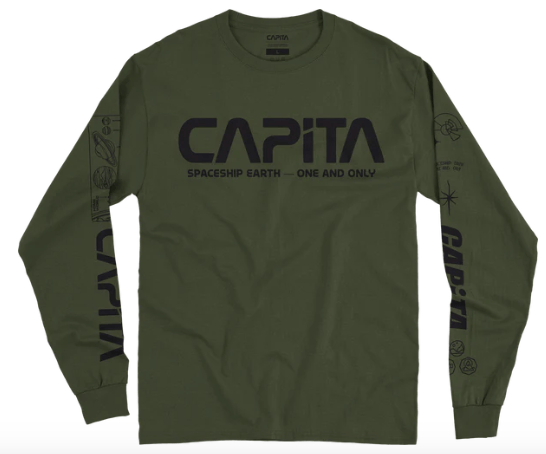 Capita Spaceship Long Sleeve T Shirt in Olive Green 2023 - M I L O S P O R T
