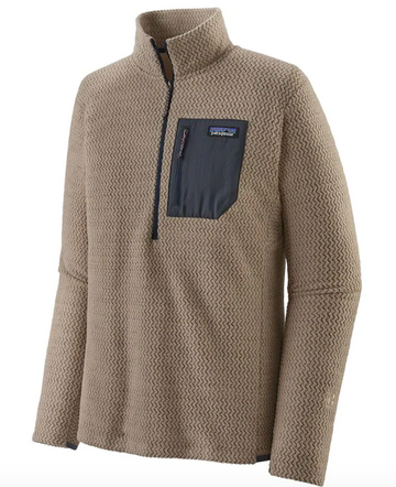 Patagonia Mens R1 Air Zip Neck Fleece in Oar Tan 2023
