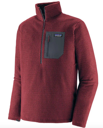 Patagonia Mens R1 Air Zip Neck Fleece in Sequoia Red 2023