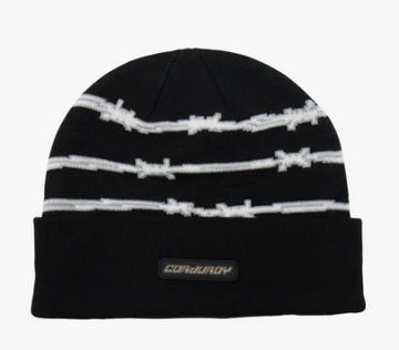 Corduroy Alcatraz Beanie in Black