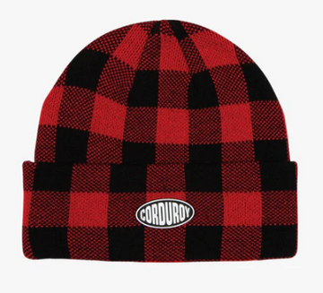 Corduroy Fuzz Beanie in Red
