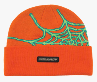 Corduroy Web Beanie in Orange - M I L O S P O R T