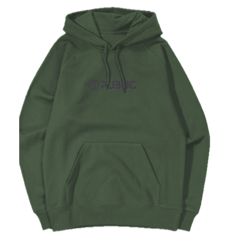 Public Trademark Embroidered Hooded Sweatshirt in Forest Green 2023