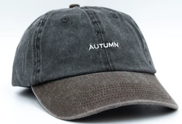 Autumn Pre Washed Canvas Two Tone Strapback Hat in Black