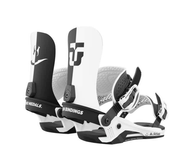 Union Atlas Beyond Medals Snowboard Binding in Black and White 2024