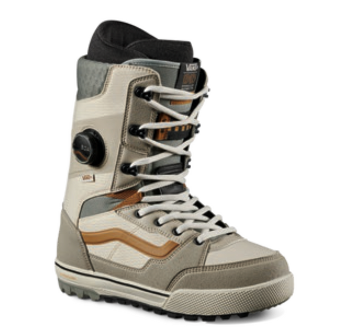 Vans Invado Pro Snowboard Boot in Darrell Mathes Beige and Khaki 2024 - M I L O S P O R T