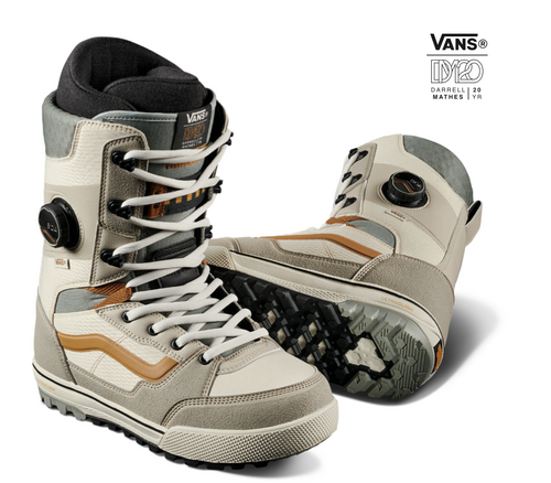 Vans Invado Pro Snowboard Boot in Darrell Mathes Beige and Khaki 2024 - M I L O S P O R T