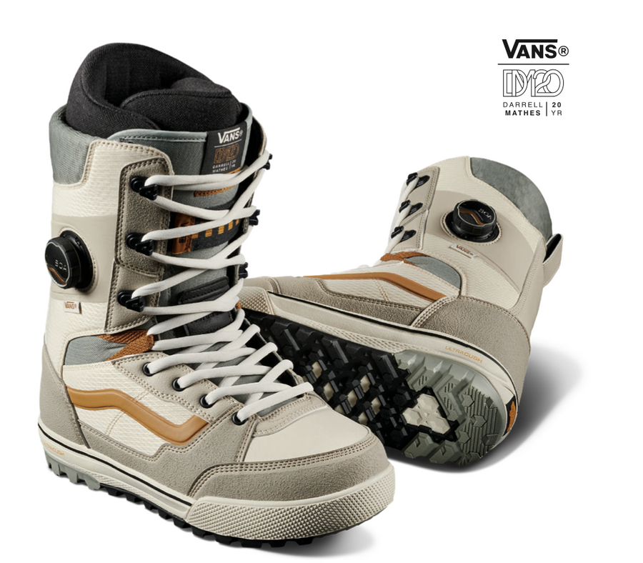 Vans Invado Pro Snowboard Boot in Darrell Mathes Beige and Khaki 2024
