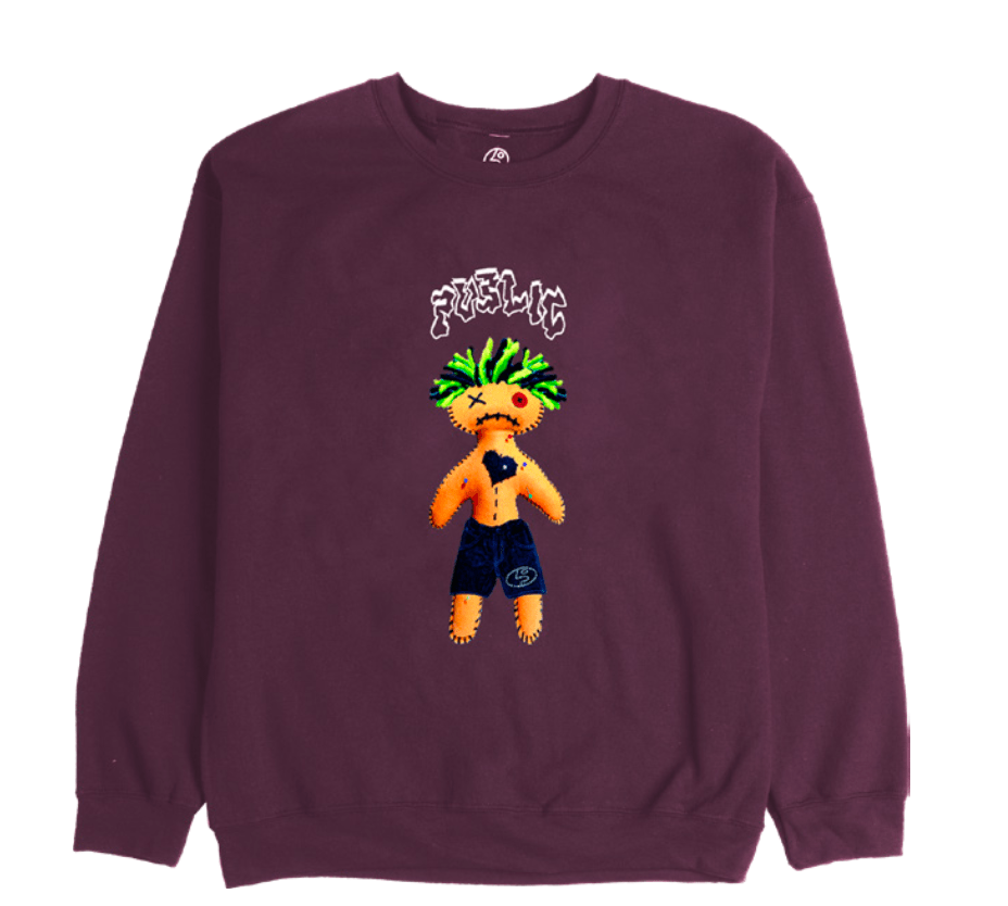 Public Voodoo Crew Sweatshirt in Maroon 2024 - M I L O S P O R T