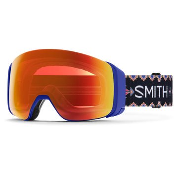 Smith 4D MAG Snow Goggle in AC Connor Ryan frames with a ChromaPop Everyday Red Mirror Lens and a ChromaPop Storm Blue Sensor Mirror Bonus Lens 2023