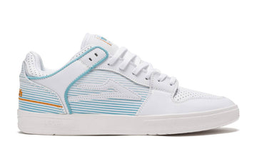 Lakai Telford Low Skate Shoe in White Leather