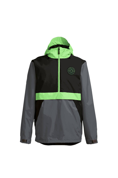 2022 Airblaster Trenchover Snow Jacket in Black Hot Green