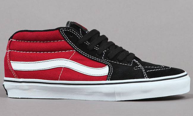 Vans Sk8-Mid Pro Grosso Skate Shoe in Red and Black - M I L O S P O R T