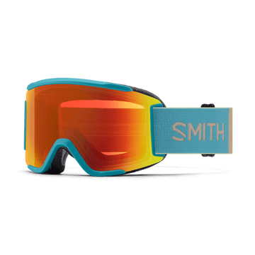 Smith Squad S Snow Goggle in Storm Colorblock frames with a ChromaPop Everyday Red Mirror Lens and a Clear Bonus Lens 2023