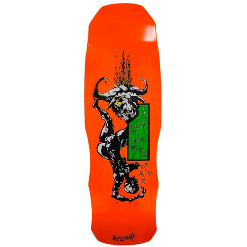 Welcome Horny on Dark Lord Skateboard Deck in Neon Orange - M I L O S P O R T