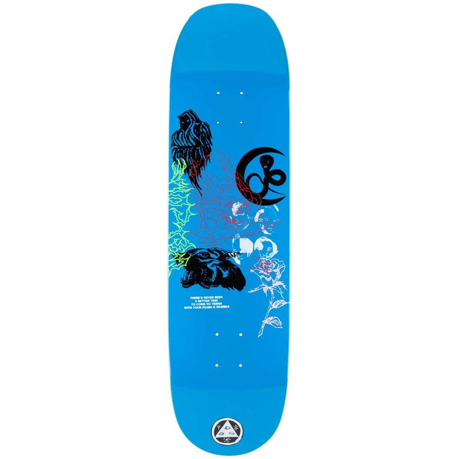 Welcome Flash on Moontrimmer 2.0 Skateboard Deck in Blue