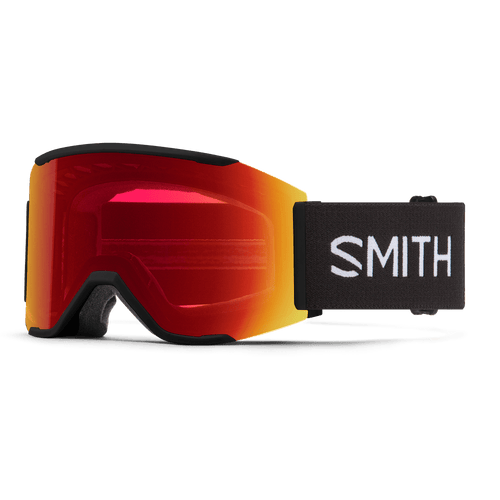 Smith Squad MAG Snow Goggle in Black frames with a ChromaPop Sun Black Gold Mirror Lens and a Bonus Lens 2023