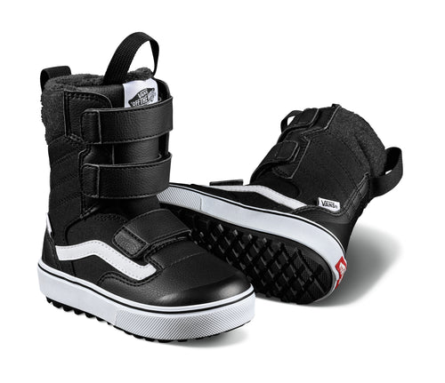 Vans Juvie Mini Kids Snowboard Boot in Black and White 2023