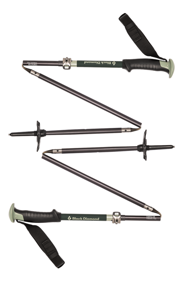 Black Diamond Compactor ski poles for snow, 125 cm, in black, featuring adjustable design and lightweight construction.