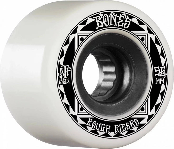 Bones Rough Riders Runners 56mm Skate Wheels in 80a All Terrain Formula White - M I L O S P O R T