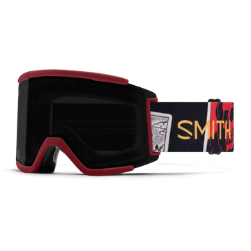Smith Squad XL Snow Goggle in Sangria Fortune Teller frames with a ChromaPop Sun Black Lens and a ChromaPop Storm Blue Sensor Mirror Bonus Lens 2023