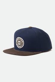 Brixton Oath III Snap Back Hat in Navy and Deep Brown