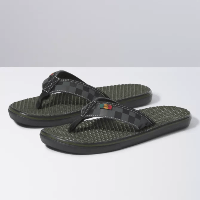 Vans Checkerboard La Costa Lite Sandals in Black and Forest Night