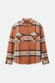 Brixton Bowery L/S Flannel in Mocha Plaid - M I L O S P O R T