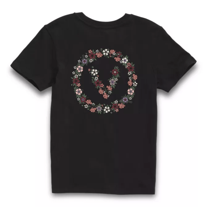 Vans Womens Floral V Shirt Tee in Black - M I L O S P O R T