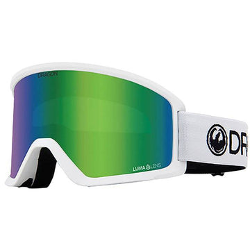 2022 Dragon DX3 Snow Goggle in the White Colorway with a Lumalens Green Ion Lens