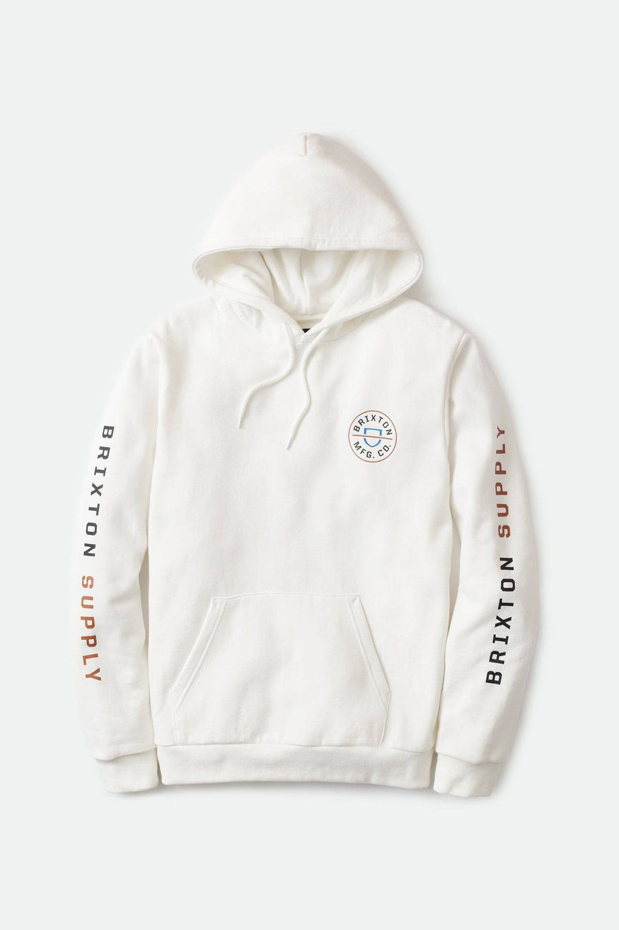 Brixton Crest Hoodie in Off White Carmel and Black