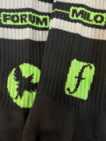 Milosport x Forum Authentic Crew Socks in Black and Green