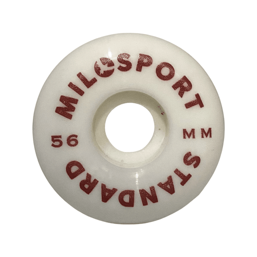 Milosport Conical Standard Skateboard Wheels in White and Red 99a Durometer