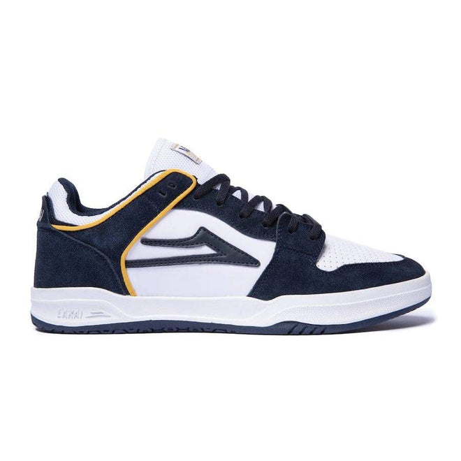 Lakai Telford Low Skate Shoe in Navy and White Suede