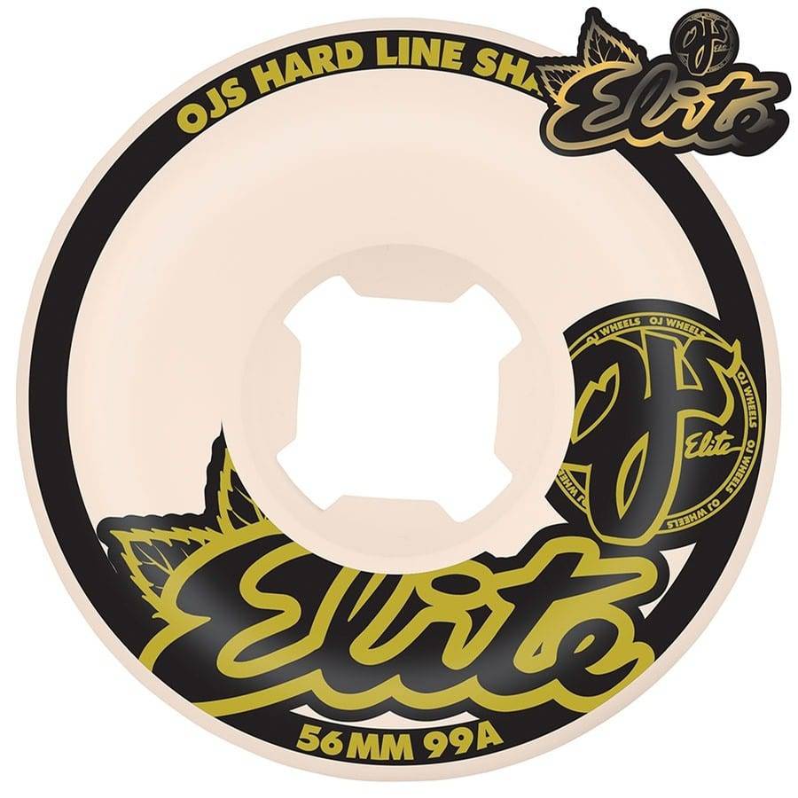 OJ Wheels 54mm Elite White Hardline 99a Skate Wheels - M I L O S P O R T