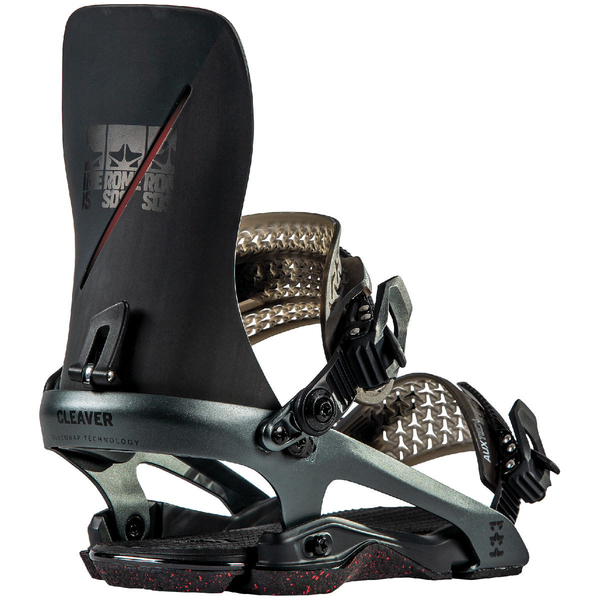Rome Cleaver snowboard bindings in black for 2023, featuring durable construction and secure straps for all-mountain riding.