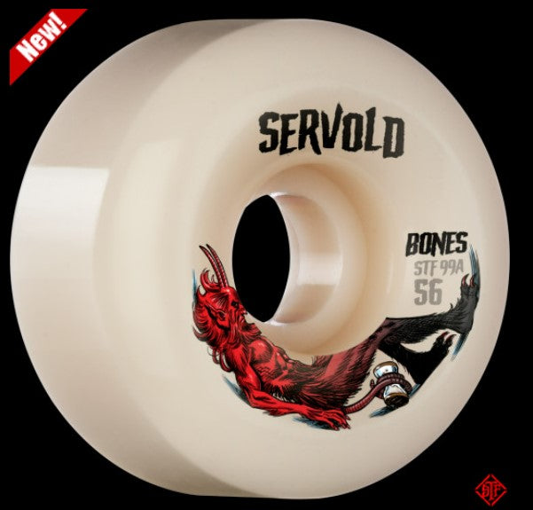 Bones V6 Servold Trapped Wheels Wide Cut Street Tech Formula 99a Skate Wheels in 56mm - M I L O S P O R T