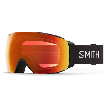 Smith I/O MAG Snow Goggle in Black frames with a ChromaPop Sun Red Mirror Lens and a ChromaPop Storm Yellow Flash Bonus Lens 2023