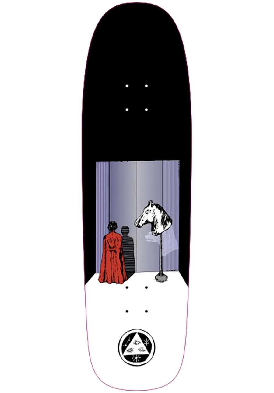 Welcome Haunted Horse on Golem Skateboard Deck in Black and White